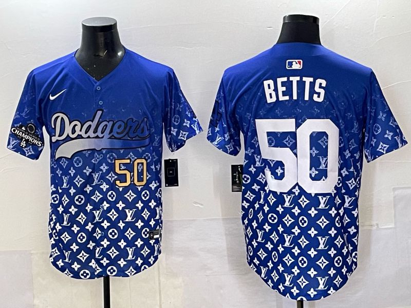 Men Los Angeles Dodgers #50 Betts Blue Nike 2025 MLB jersey 05